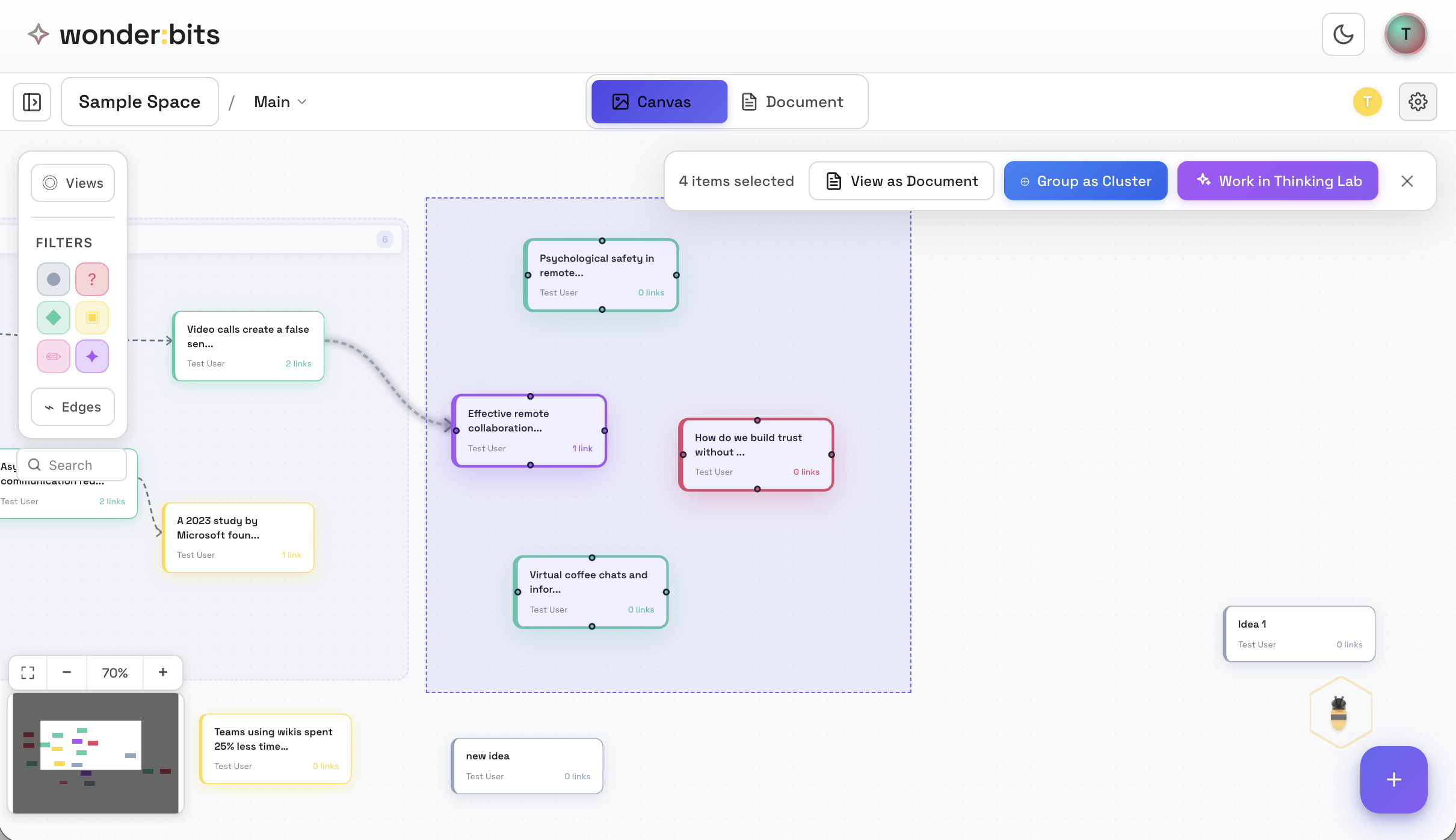 Multiple selected nodes