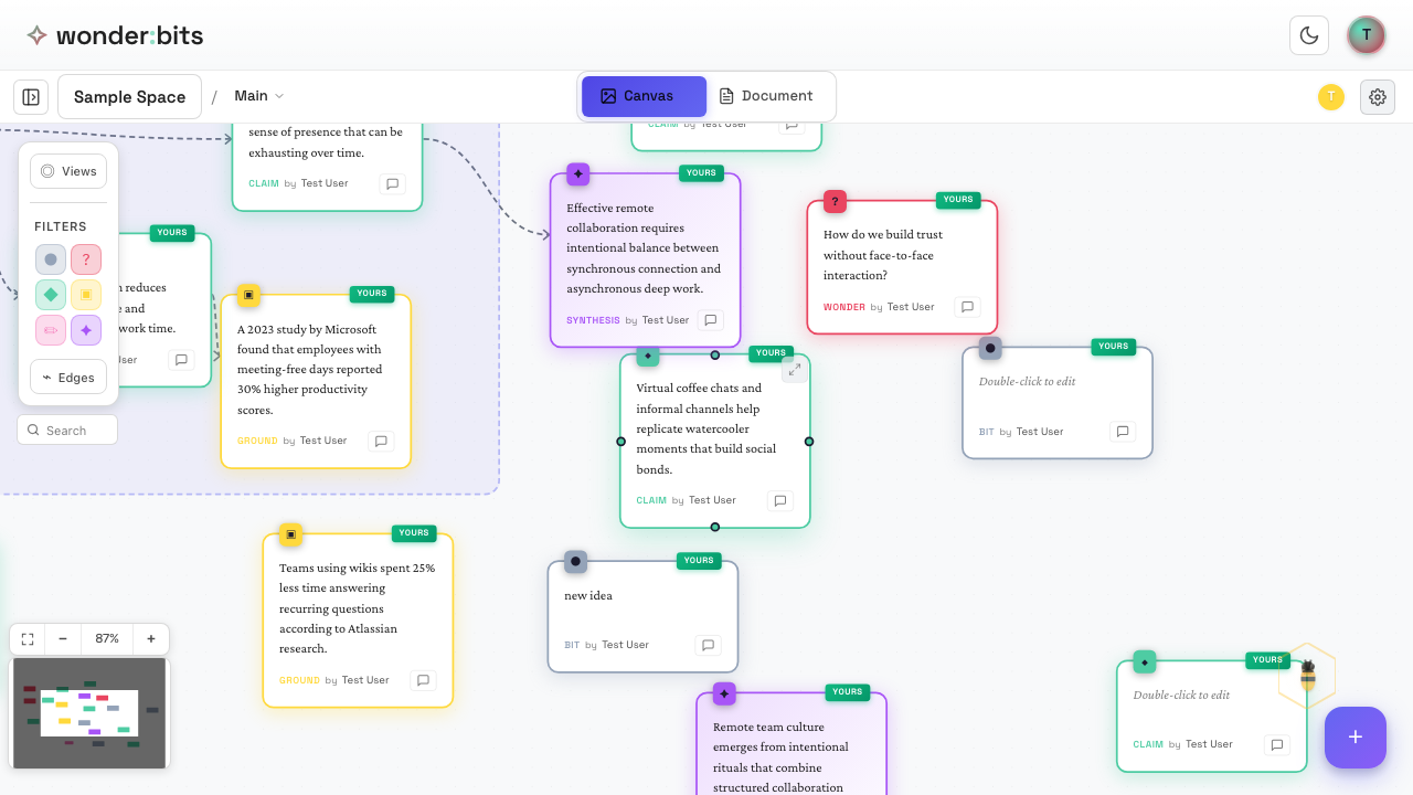 Starting in Canvas view