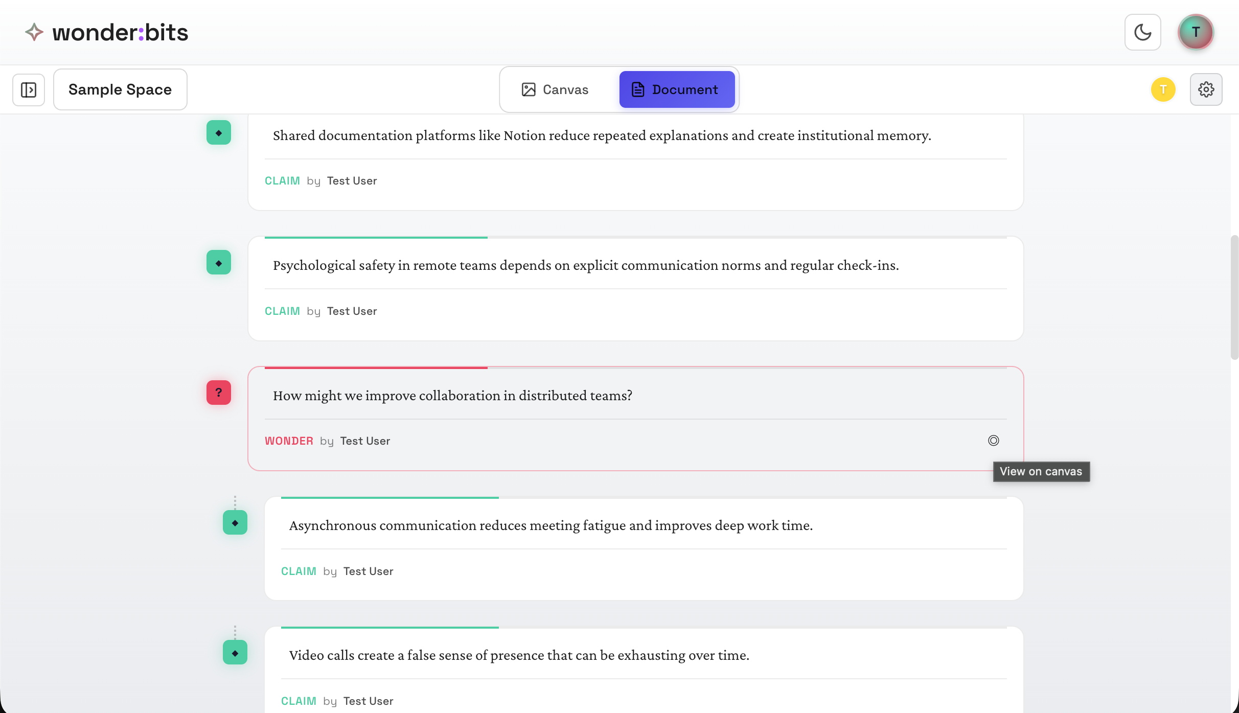 Switching back to Canvas view