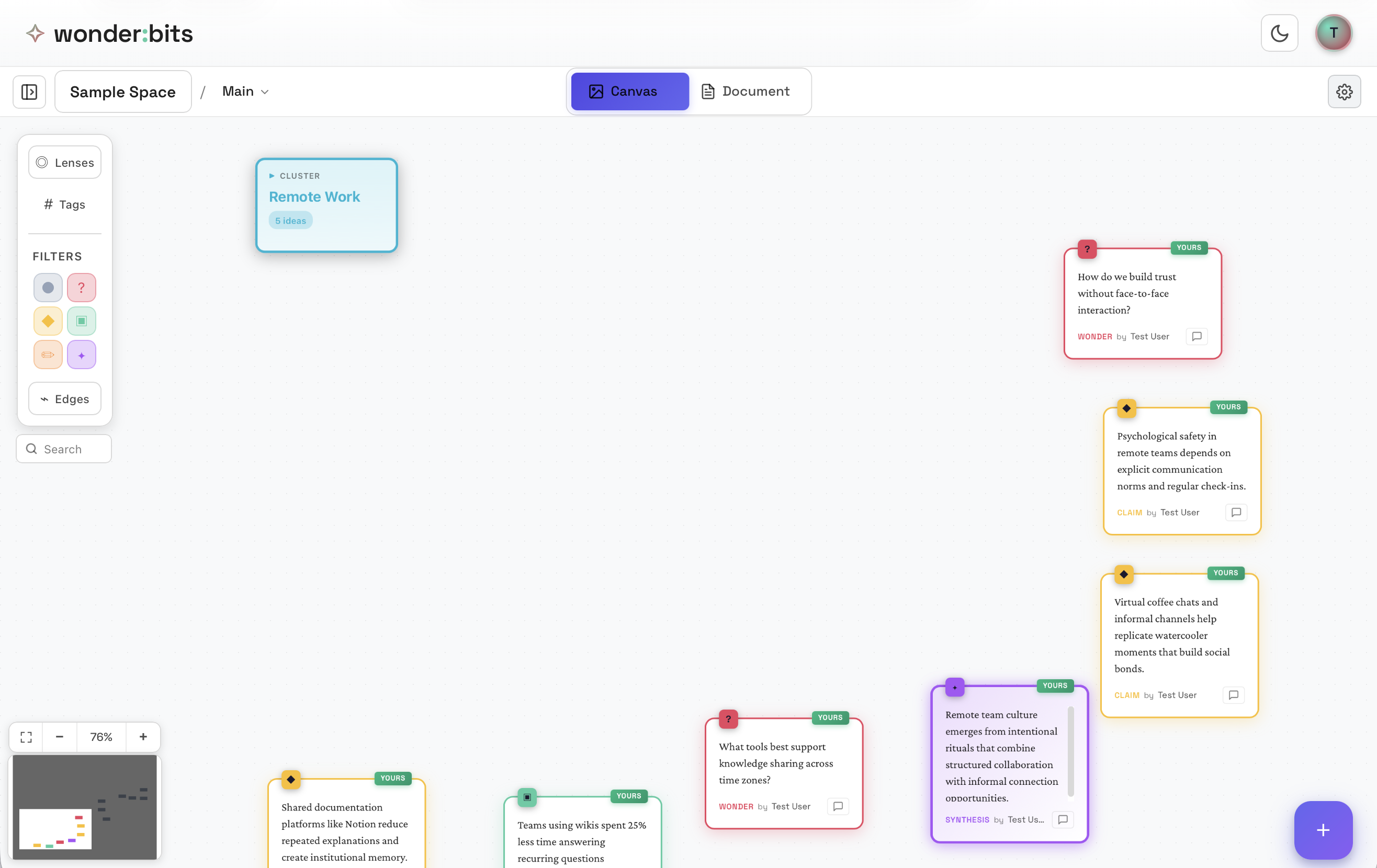 A cluster can be collapsed or expanded