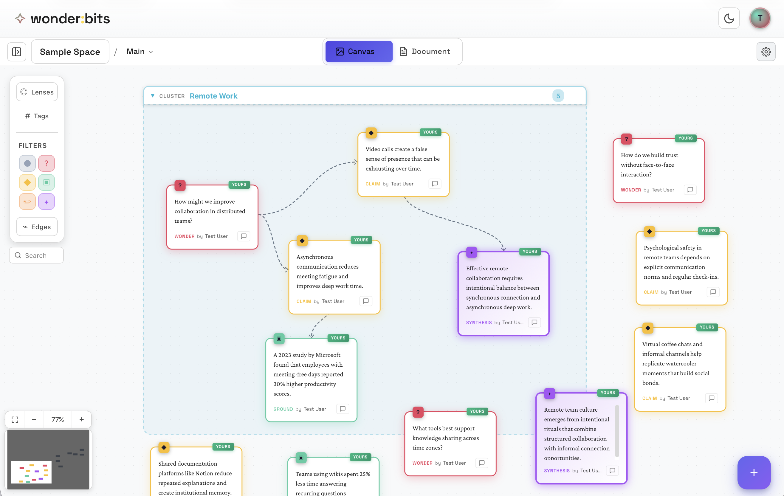 A cluster can be collapsed or expanded