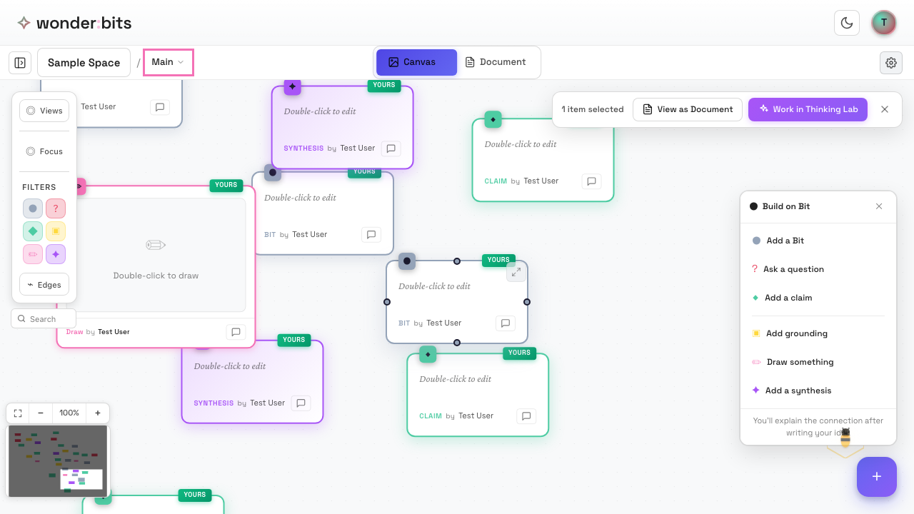 The current page selector in the header