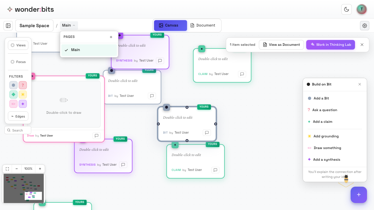 The page dropdown showing available pages