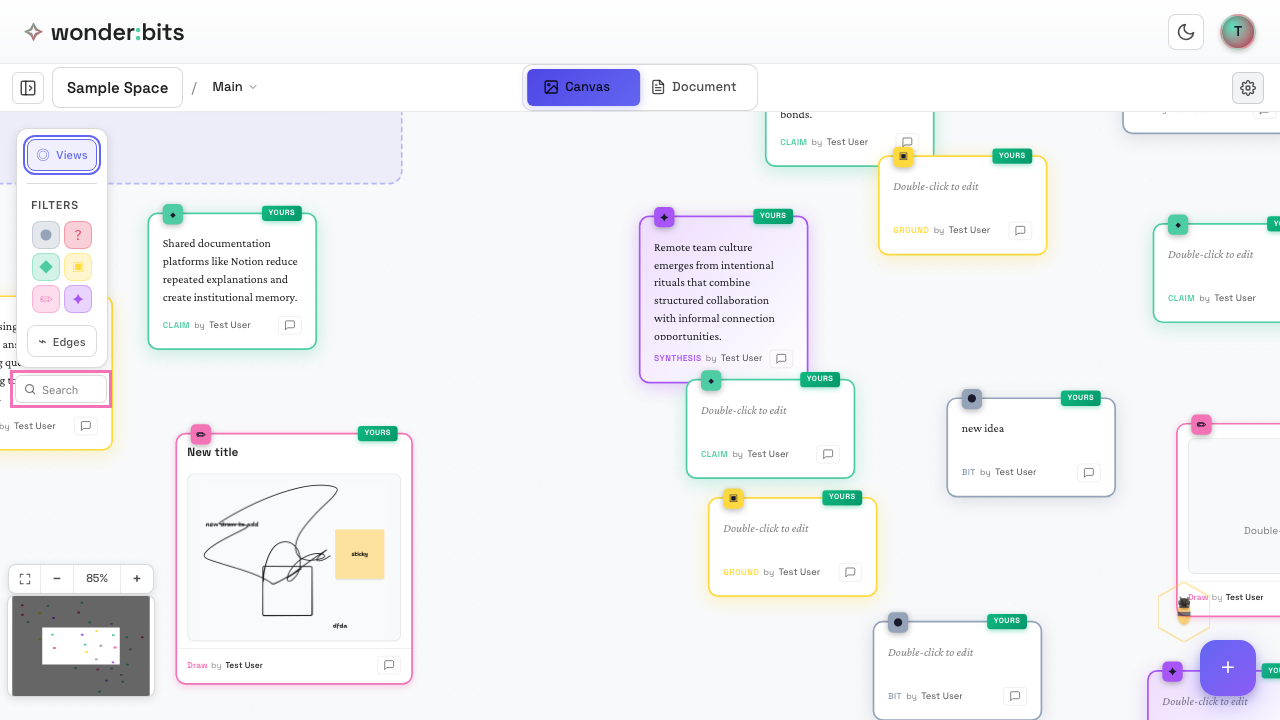 The search bar in the left sidebar